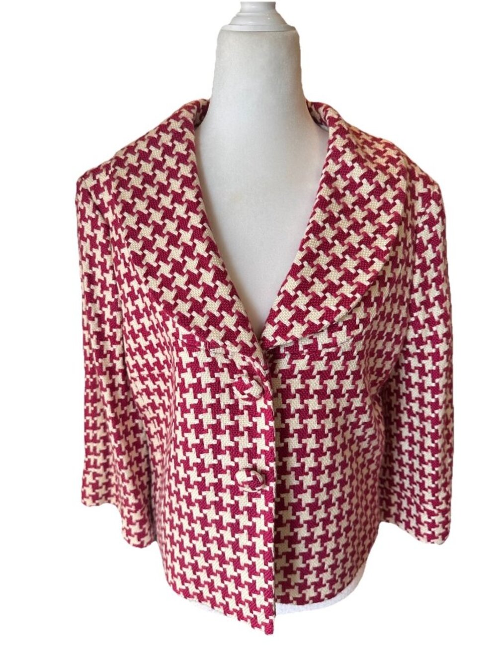 Isabella DeMarco Pink And White Blazer NWT Size 10 Tailored Houndstooth